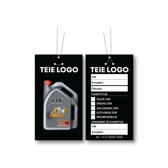 Õlivahetuse sildid / kleebised teie logoga