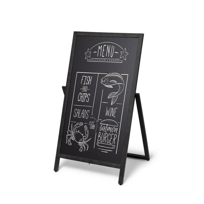 Puidust Flip A-stend / kriiditahvel Black 68 x 140cm